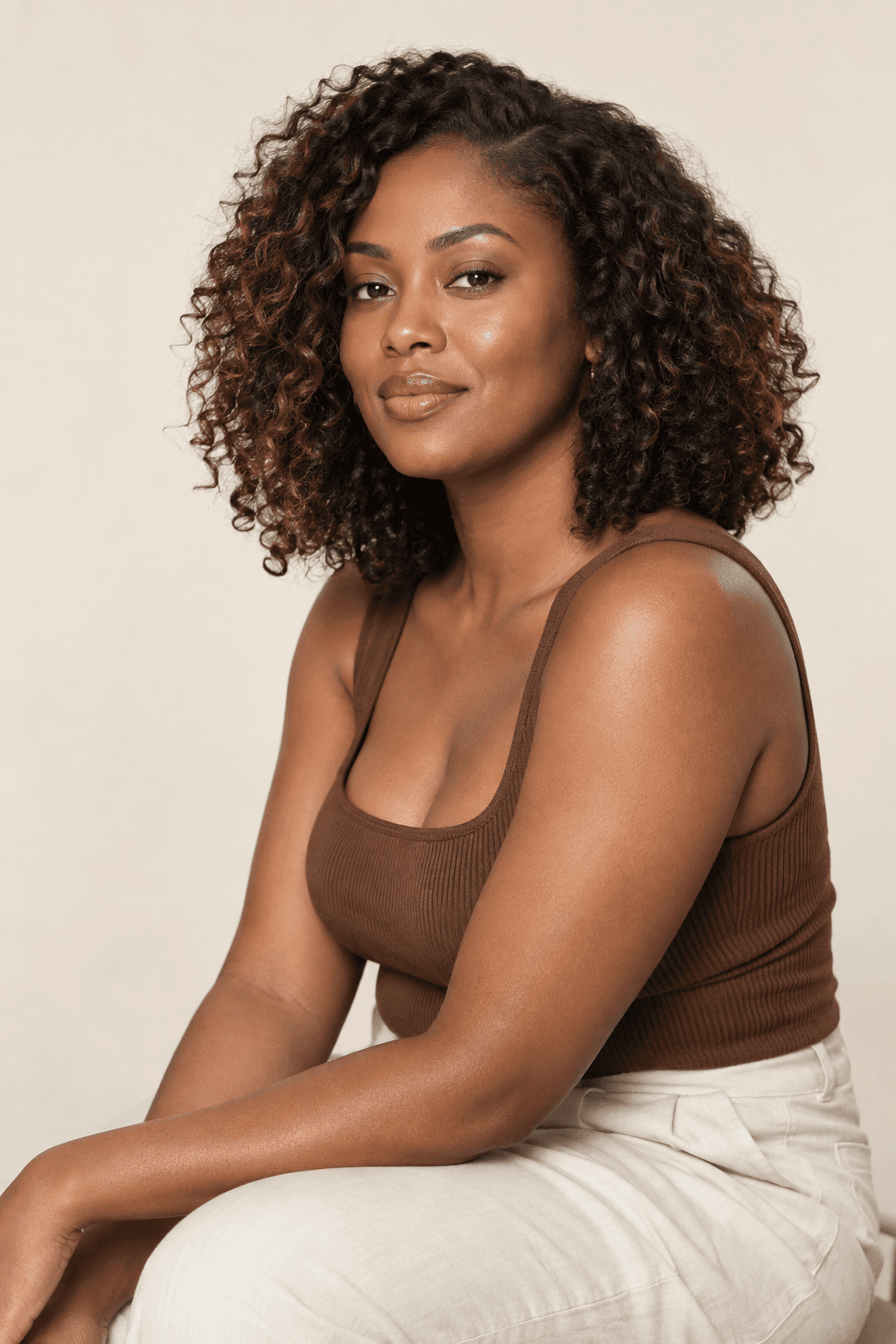 Black woman with a natural curly bob
