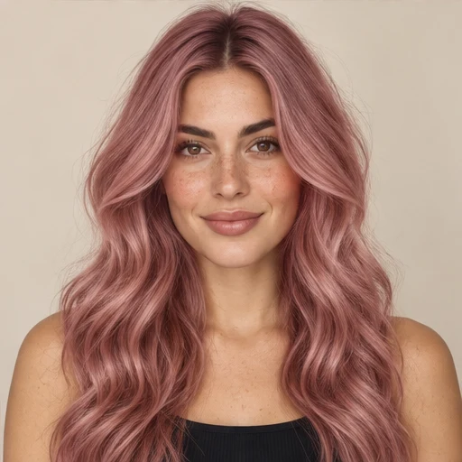 Portrait showing rose pink hair