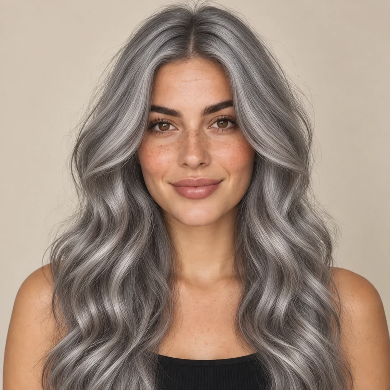 Same portrait with silver hair