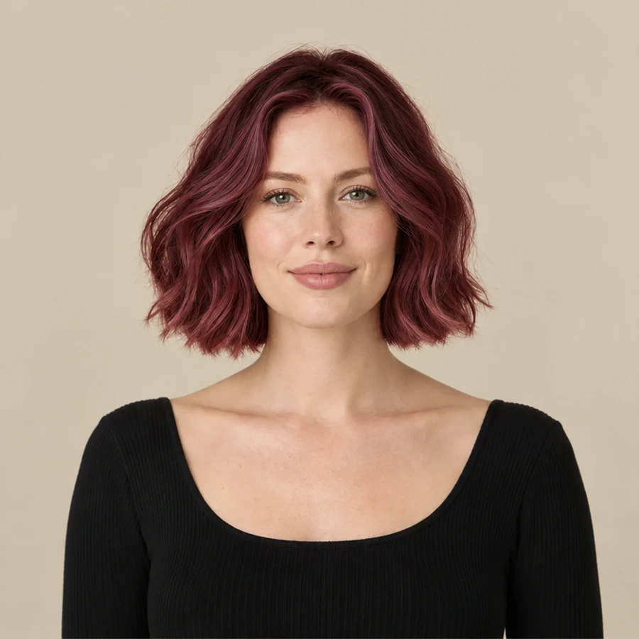 One photo, three color versions: burgundy